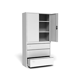 Metalowe szafy aktowo-kartotekowe Techmark dzięki swojej wszechstronności najlepiej sprawdzają się w niewielkich biurach i wszędzie tam, gdzie przechowuje się niewielką ilość dokumentów.
