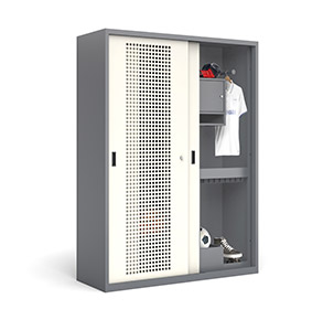 Techmark metal school lockers for sports equipment are extremely functional, roomy and sturdy, so they are used as standard equipment for school gymnasiums.