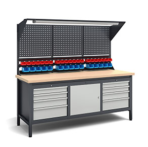 Techmark metal workbenches are indispensable equipment not only for workshops, but also for premises where assembly or repairs are made with industrial tools.